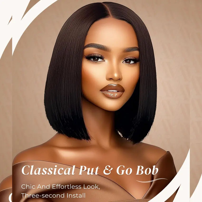 300% Ultra Dense Ready To Go Straight Bob 6X6 Invisible Knot Pre-Cut Lace Glueless Thick Wig