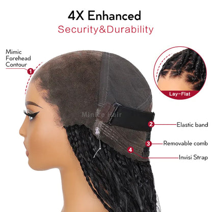 Full Lace Knotless Boho Curls Braided Long Wig Pre-braid Lightweight Super Natural Scalp