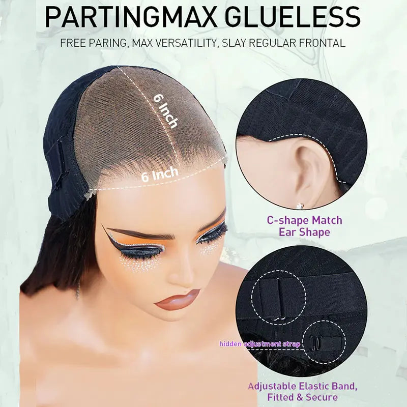 Ready To Go Pre-Cut Lace 6x6 Invisible Knot Glueless Deep Wave Wig