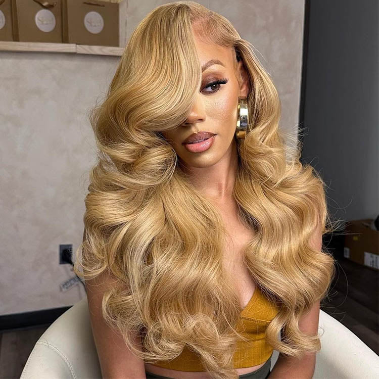 Honey Blonde Body Wave 13x4 Lace Front Wigs Human Hair