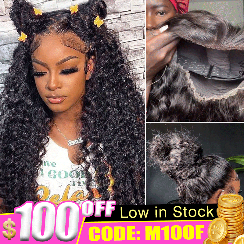 Code:M100F | Deep Wave Invisi Strap Snug Fit 360 Transparent Lace Pre Cut Bleached Knots Lace Wig Super Sale