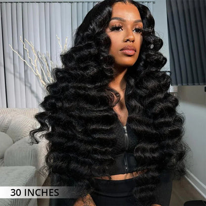 MiNice 300% Density Bouncy Wave Glueless Lace Front Wigs loose wave Virgin Human Hair 13x4/7x5/4x4 Optional