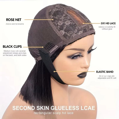 $89 for 20&quot; Straight Glueless Human Hair Wigs With Bangs Brazilian Hair Wigs 3x1 HD Lace Wigs Super Sale