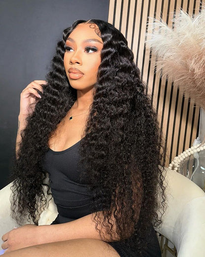 MINICE Ready To Go 6x6 Pre-Cut Lace Invisible Knot Glueless Wigs Pre-Bleached Water Wave Wigs