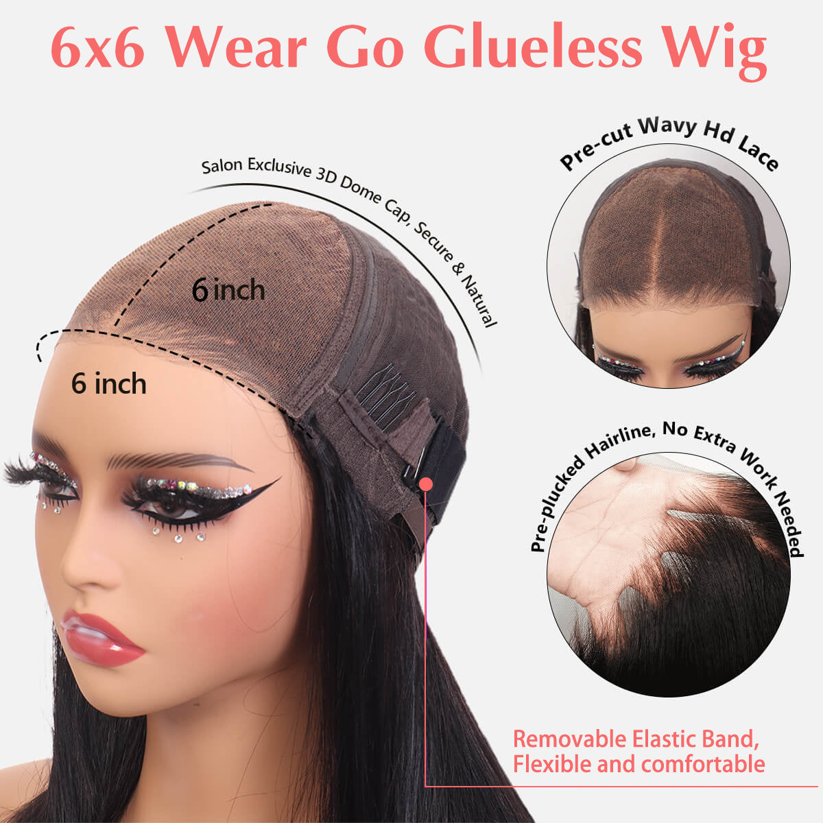 Minice 99J Burgundy Deep Wave 6×6 Pre-cut Lace Glueless Wig Human Hair Wigs