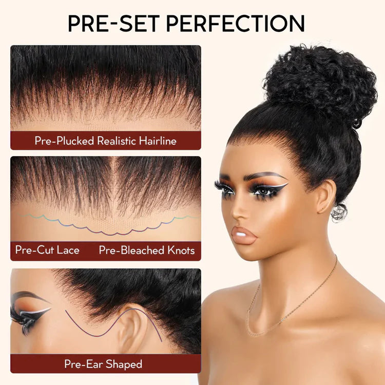 Water Wave 360 Lace Frontal Wig Pre-Bleached &amp; Pre-Cut Brown Balayage with Invisi Strap Adjustable Fit