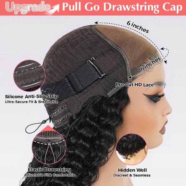 Minice Burmese Curly Glueless Wig Pre-cut 6X6 9x6 HD Lace Wear Go Wigs Bleached Knots With Drawstring