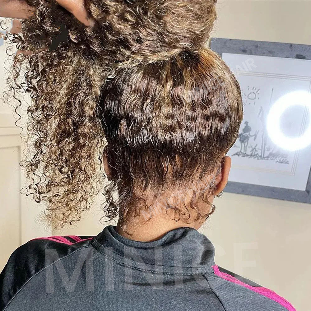 Minice Hair P4/27 highlight Invisible Strap 360 Lace drawstring Bleached Knot Pre-Cut Lace Optional