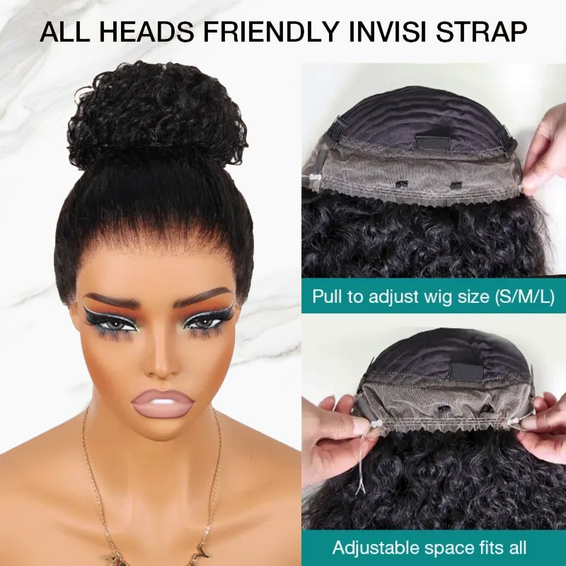 Invisible Strap Deep Wave Wig 360 Lace Frontal Bleached Knot Pre-Cut Lace Optional