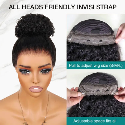 Invisible Strap Deep Wave Wig 360 Lace Frontal Bleached Knot Pre-Cut Lace Optional