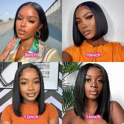 Short Bob Straight Wig 13x4 Transparent Lace Front 100% Human Hair Bob Wigs With Baby Hair Super Sale