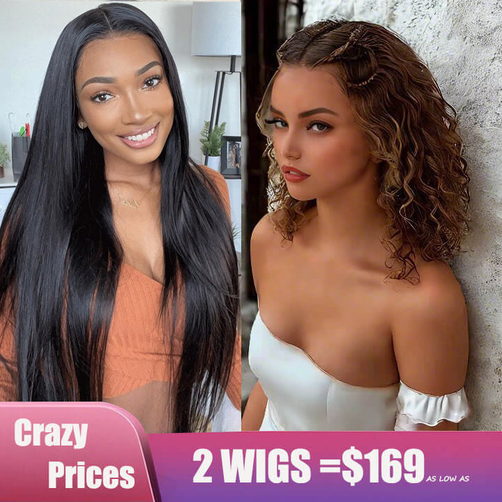 BOGO Minice Buy Straight Glueless Wig Get Pre-Braided 4/27 Water Wave Wig Free- super
