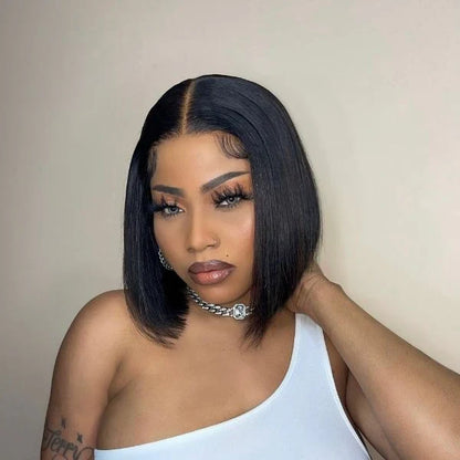 Short Bob Straight Wig 13x4 Transparent Lace Front 100% Human Hair Bob Wigs With Baby Hair Super Sale