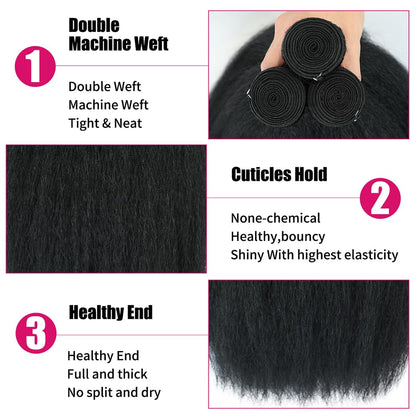 Kinky Straight Bundles 12A 100% Unprocessed Virgin Human Hair 3 Bundles