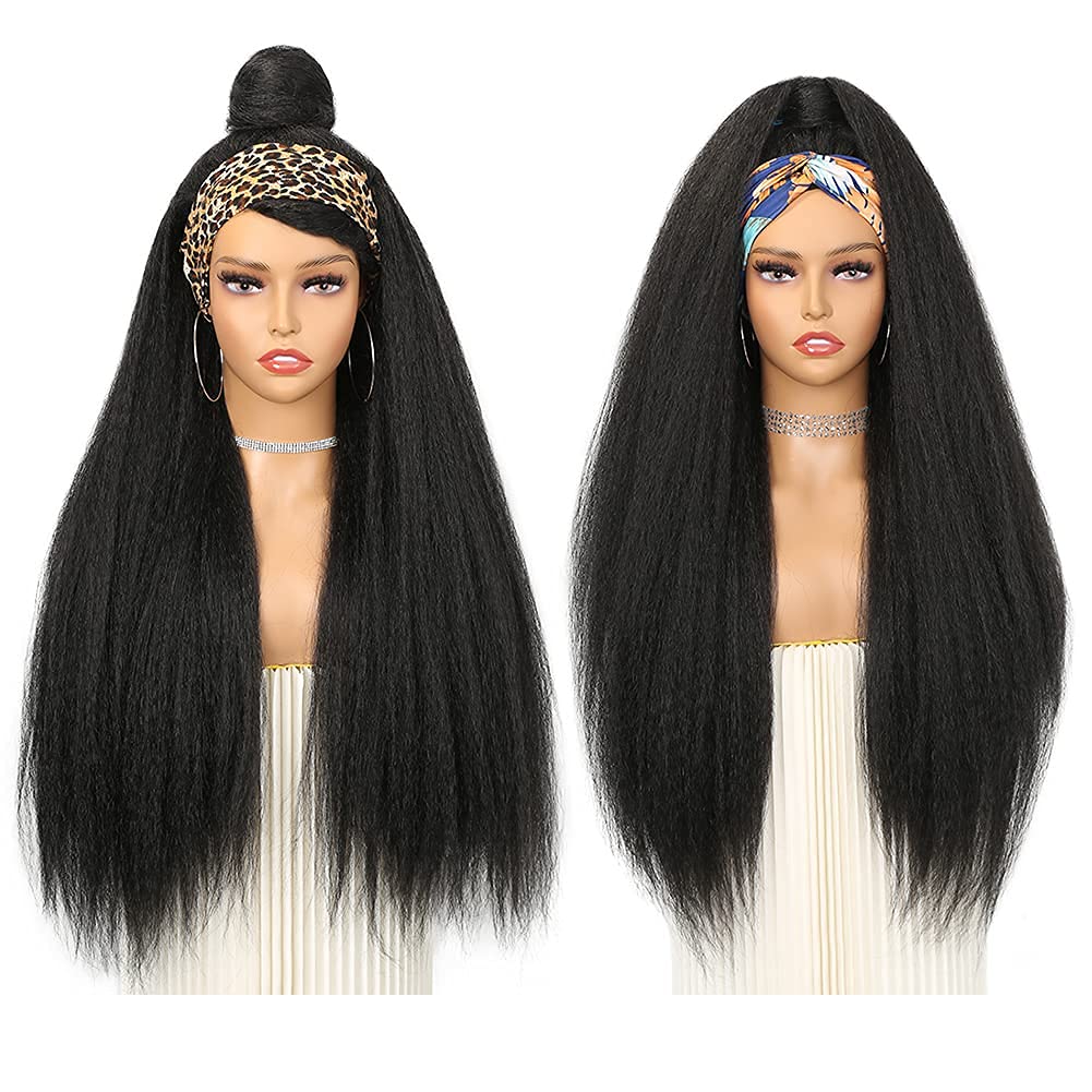 Minice Headband Wig Human Hair Kinky Straight None Lace Wig Glueless Yaki Straight Headband Wigs