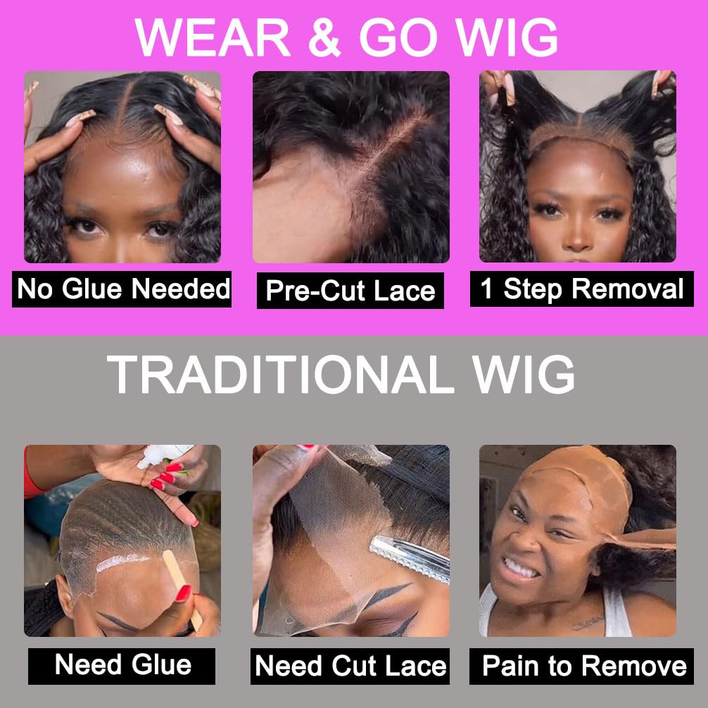 Minice Water Wave Bob wig 6x6 Pre-cut lace Wear and Go Glueless Wigs Human Hair 50% OFF