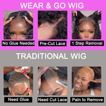 Minice Water Wave Bob wig 6x6 Pre-cut lace Wear and Go Glueless Wigs Human Hair 50% OFF