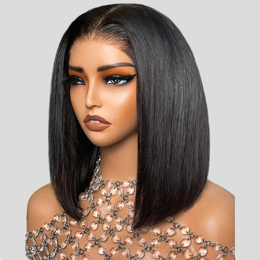 300% Ultra Dense Ready To Go Straight Bob 6X6 Invisible Knot Pre-Cut Lace Glueless Thick Wig