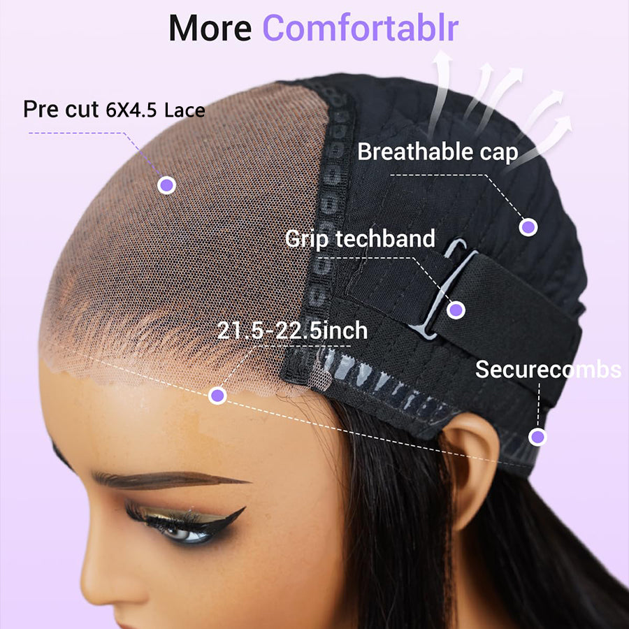 Minice Pre-Cut Lace Body Wave 6x4.6 Glueless HD Lace Wigs Body Wave Human Hair