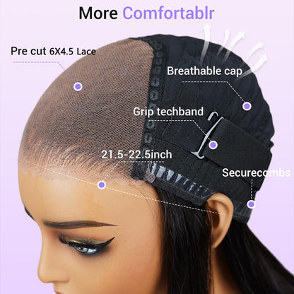 Minice Pre-Cut Lace Body Wave 6x4.6 Glueless HD Lace Wigs Body Wave Human Hair
