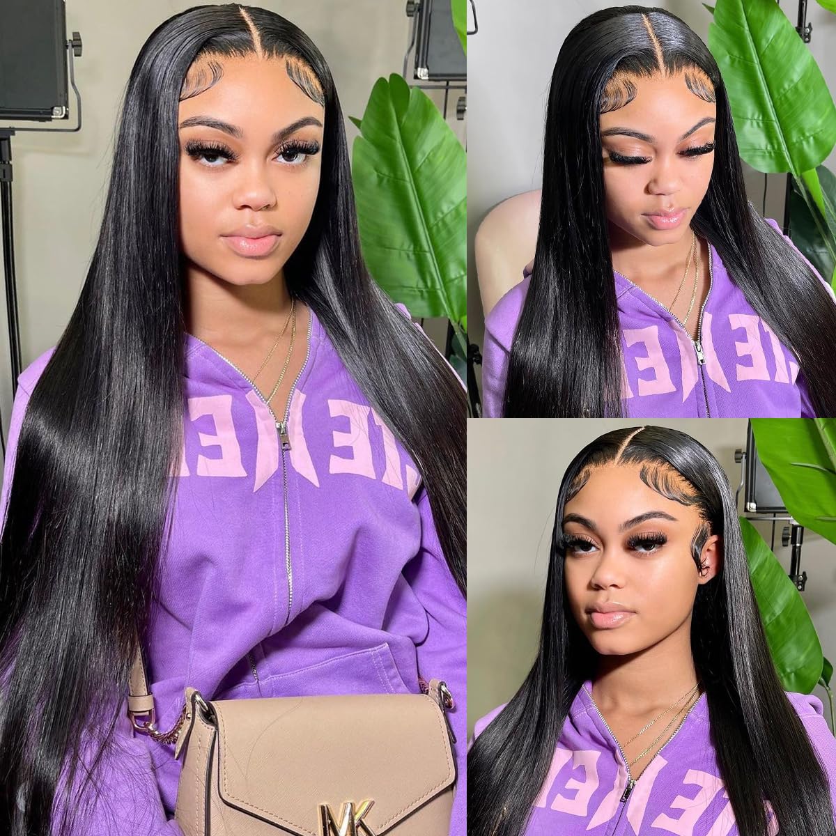 Silk Straight Pre Bleached Knots Lace Front Wigs 13x4 Lace Wigs Human Hair 50% OFF