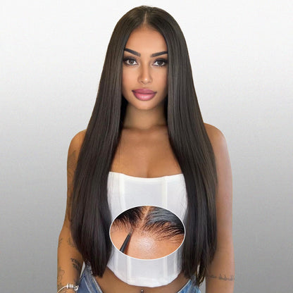 Wear and Go Glueless Silky Straight Wig Human Hair 6X6 Pre Cut Lace Wigs with Baby Hair Pre Plucked
