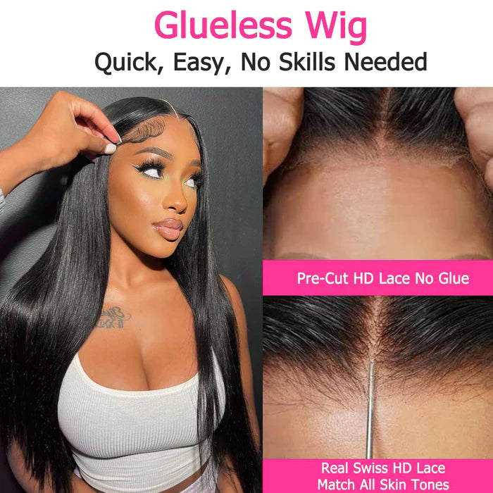 Ready Go Glueless Silky Straight 4X6 HD Lace Closure Human Hair Wigs Beginner Friendly Super Sale