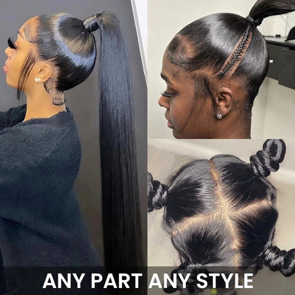 Virgin Human Hair Full Lace Wig Soft Straight Hair Full Scalp Lace Wigs 180% Density Natural Color