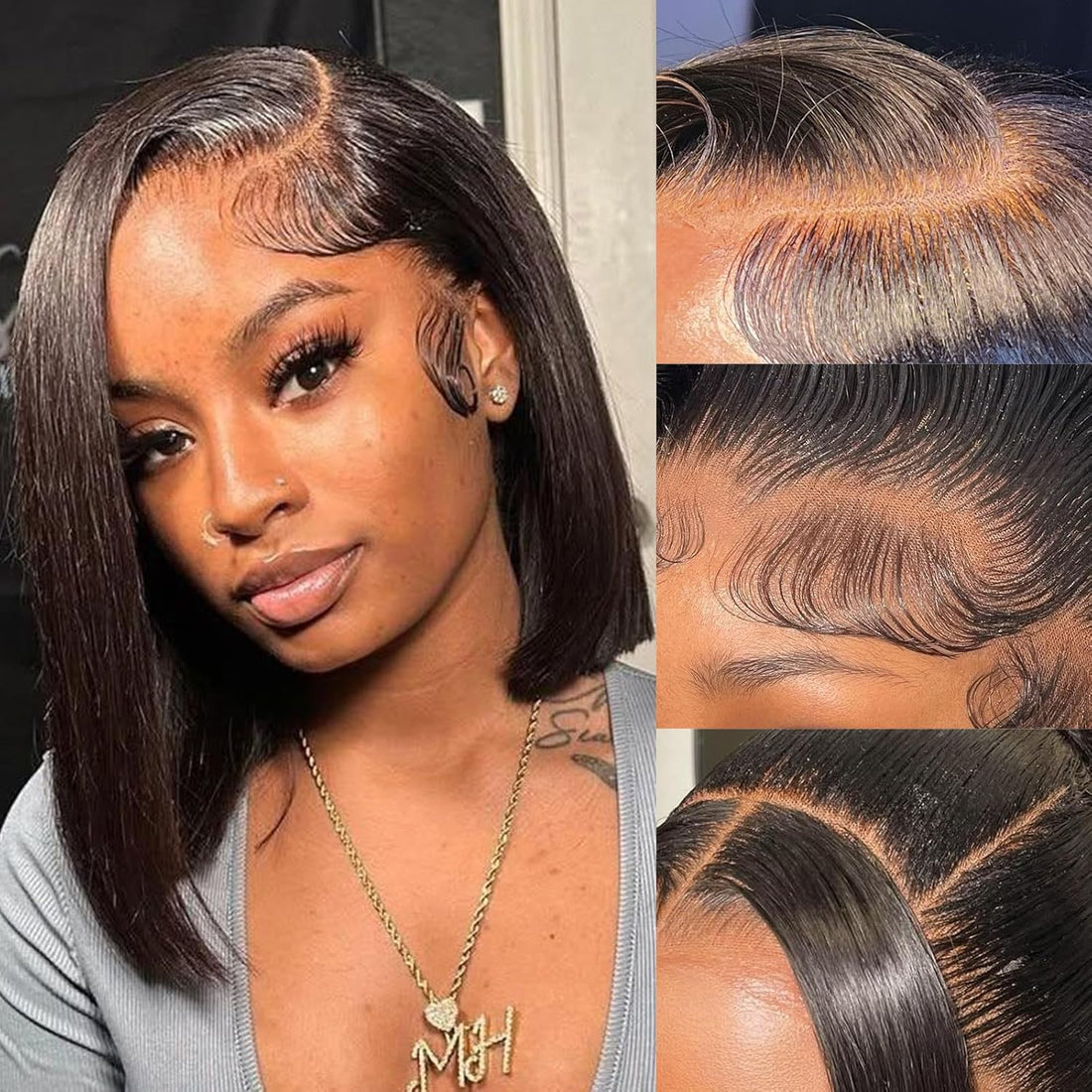 Short Bob Straight Wig 13x4 Transparent Lace Front 100% Human Hair Bob Wigs With Baby Hair Super Sale