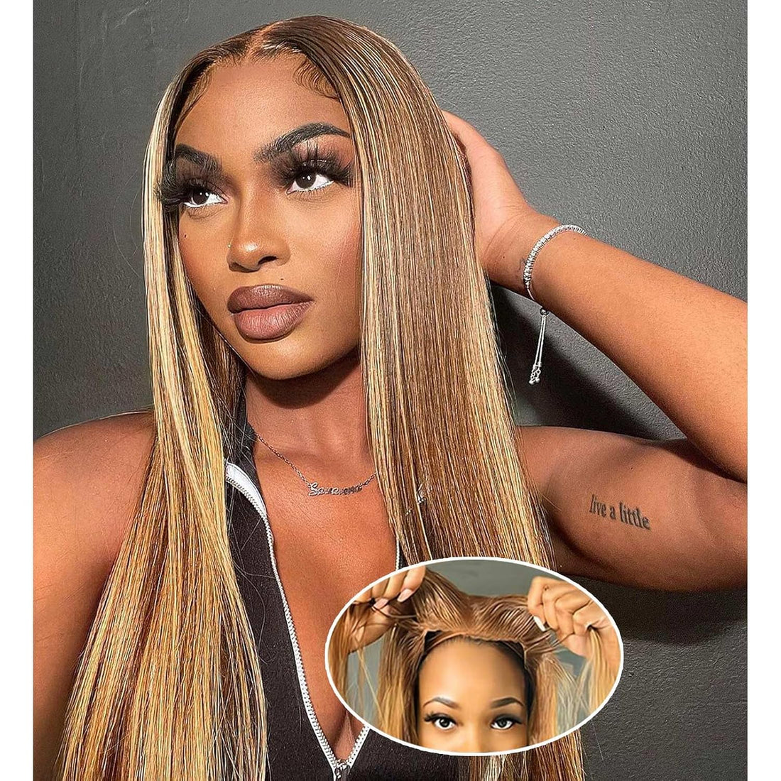 BOGO 4/27 Balayage Honey Blonde Highlight Straight Glueless Wig 4X6 Pre Cut HD Lace Human Hair