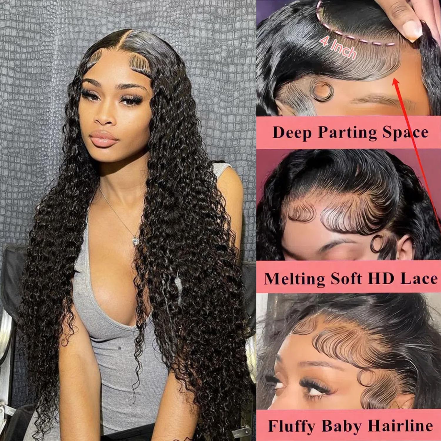 MINICE 13x4 HD Lace Pre-Bleached Invisible Knot Water Wave Human Hair Wigs