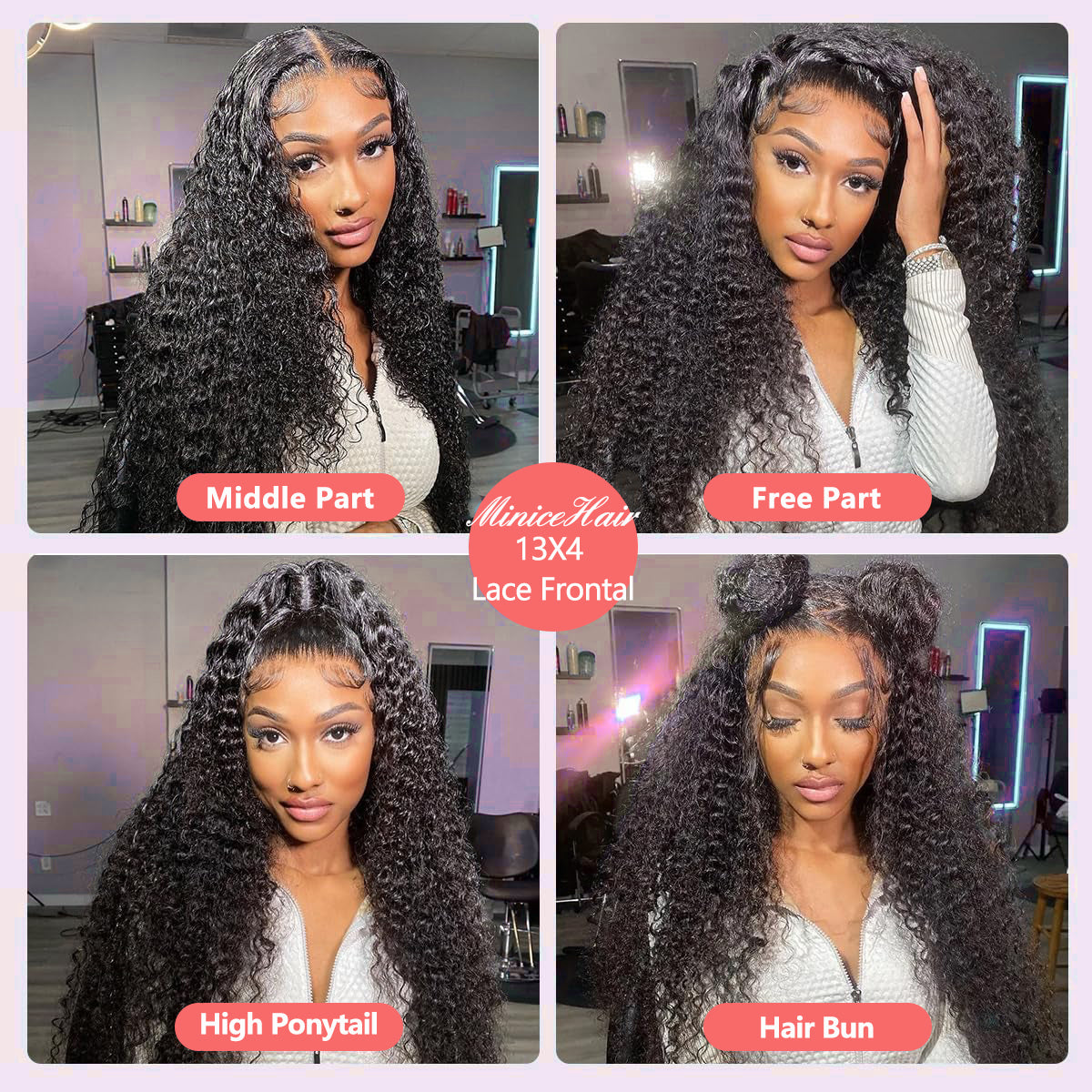 MINICE 13x4 HD Lace Pre-Bleached Invisible Knot Water Wave Human Hair Wigs