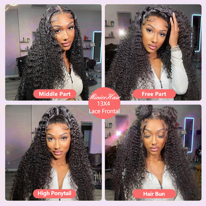 MINICE 13x4 HD Lace Pre-Bleached Invisible Knot Water Wave Human Hair Wigs