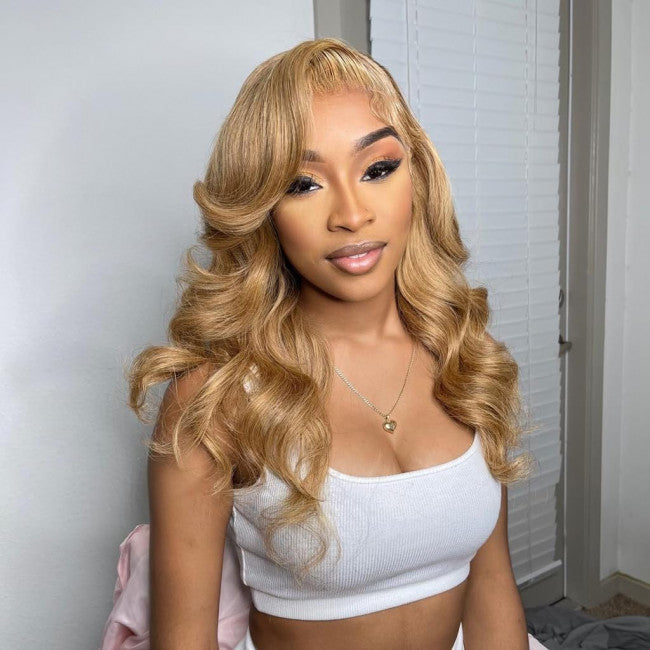 Honey Blonde Body Wave 13x4 Lace Front Wigs Human Hair