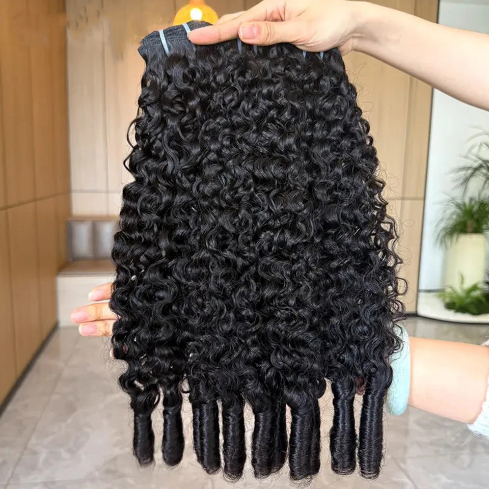 3 Pc/Pack Burmese Curly Human Hair 3 Bundles With Twist Out Ends Human Hair