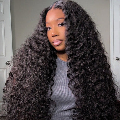 Minice 300% Density Luxury Deep Wave Virgin Human Hair Transparent HD 13X4 Lace Front Wig Pre-Plucked Hairline