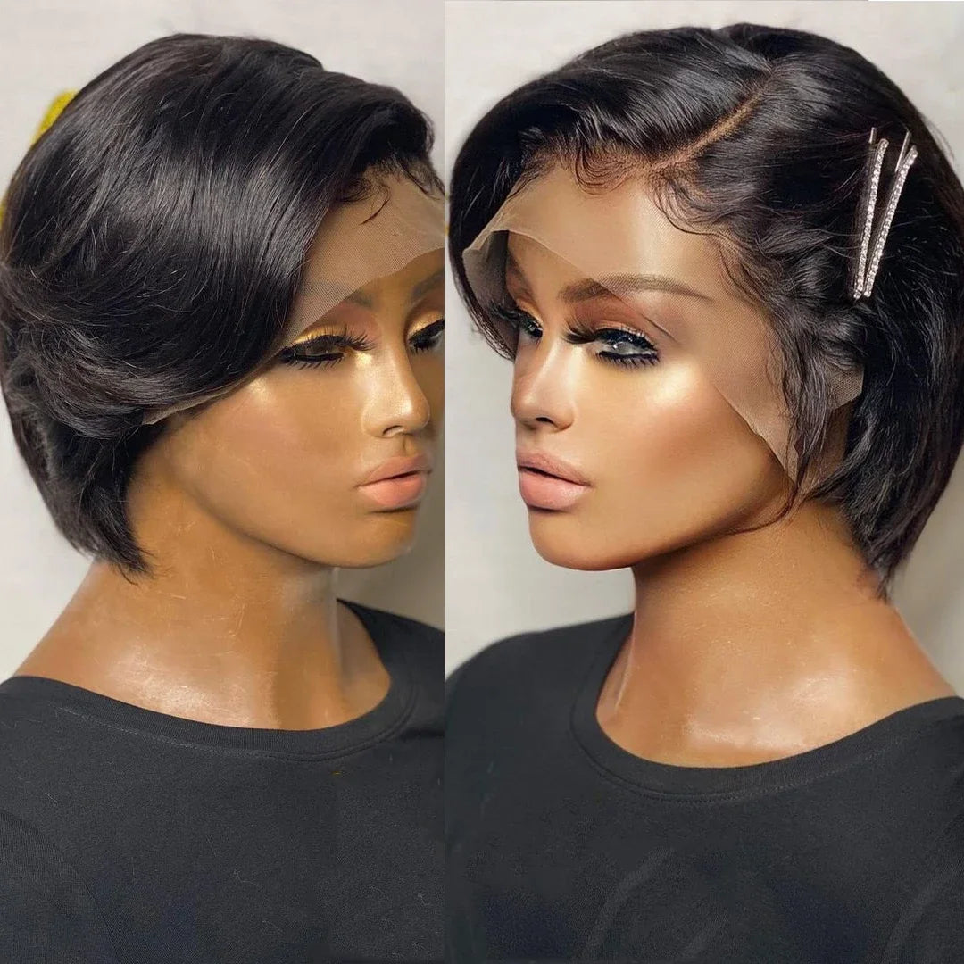 Pixie Cut 13x4 Transparent Lace Front Wigs Human Hair Wig For Women Short Straight Wig Super Sale