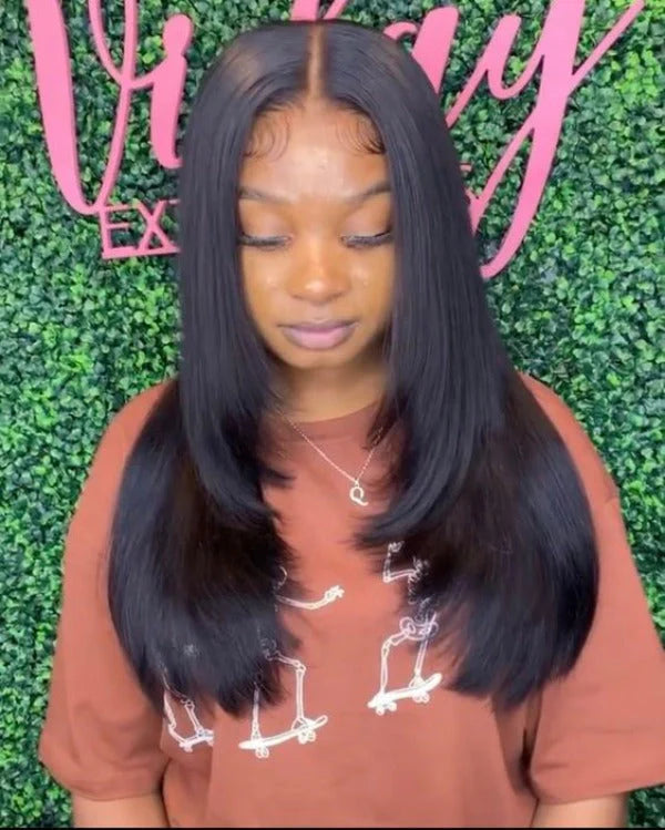 Minice Layered Cut 6x6 Glueless Lace Wig Butterfly Haircut Pre-plucked 100% Human Hair 50% OFF