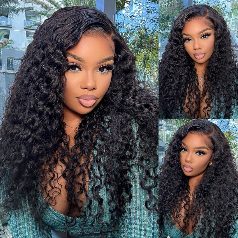 MINICE 13x4 HD Lace Pre-Bleached Invisible Knot Water Wave Human Hair Wigs