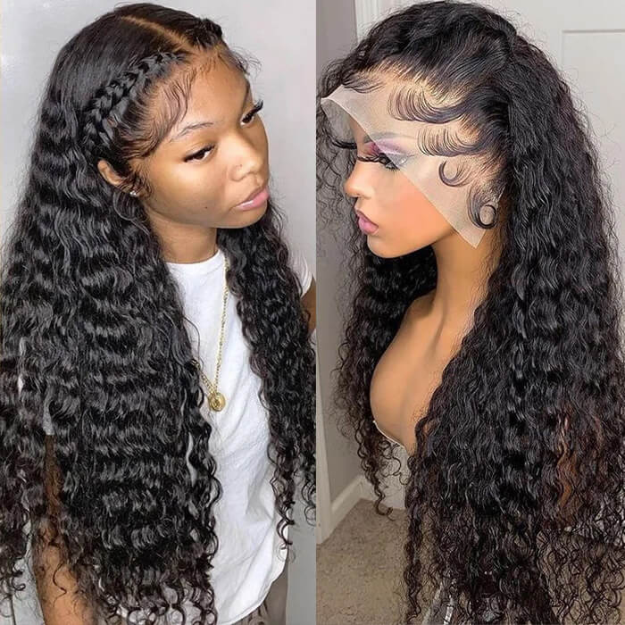 Deep Wave 13x4 Lace Front Wigs Natural Look Brazilian Virgin Hair 50% OFF