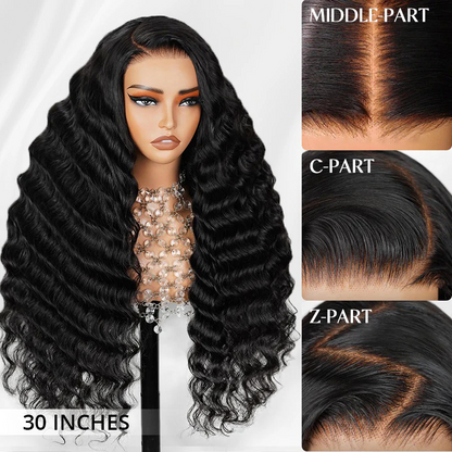 300% Density Luxury Bouncy Wavy Virgin Human Hair Transparent HD Lace Front Wig Pre-Plucked Hairline Day to Night Ready