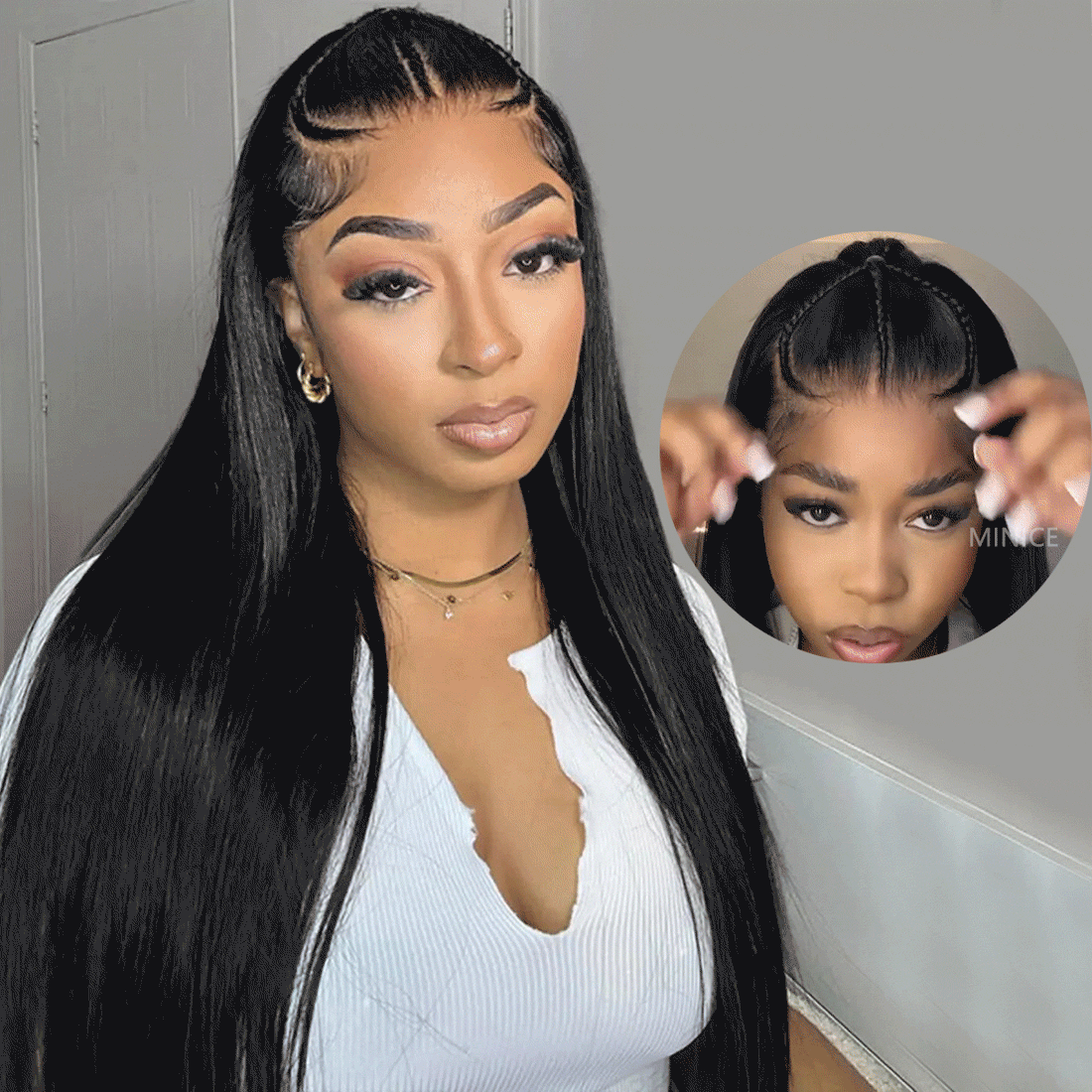 Glueless Pre Braided Wigs Hair Stylist Series 13x4 Straight Hair invisible knot
