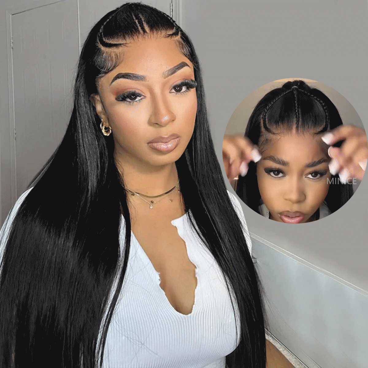 Glueless Pre Braided Wigs Hair Stylist Series 13x4 Straight Hair invisible knot