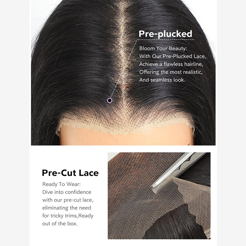Minice Layered Cut 6x6 Glueless Lace Wig Butterfly Haircut Pre-plucked 100% Human Hair 50% OFF