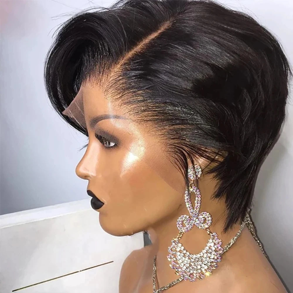 Pixie Cut 13x4 Transparent Lace Front Wigs Human Hair Wig For Women Short Straight Wig Super Sale