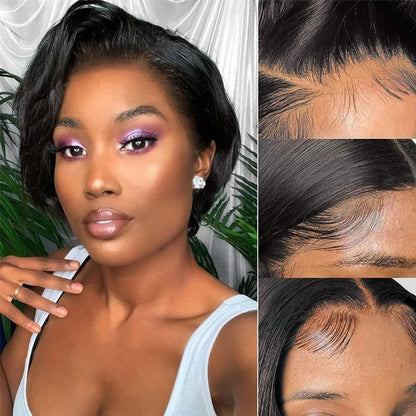 Pixie Cut 13x4 Transparent Lace Front Wigs Human Hair Wig For Women Short Straight Wig Super Sale