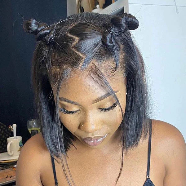 Short Bob Straight Wig 13x4 Transparent Lace Front 100% Human Hair Bob Wigs With Baby Hair Super Sale