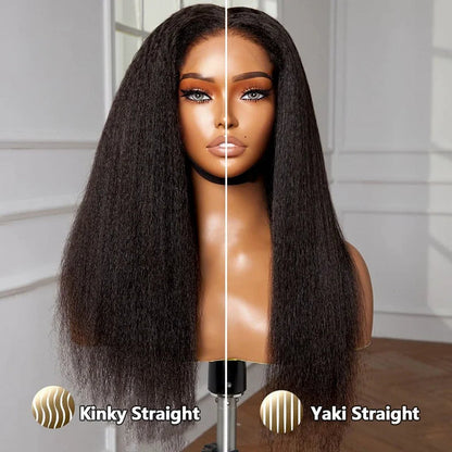 Flash Sale Yaki Straight Put On and Go Glueless Wig 6x4.5/13x4 Bye Bye Knots Pre-Cut Lace Light Kinky Straight
