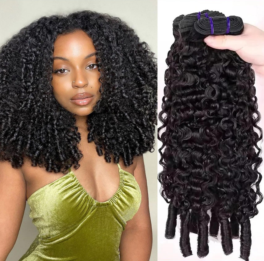 3 Pc/Pack Burmese Curly Human Hair 3 Bundles With Twist Out Ends Human Hair
