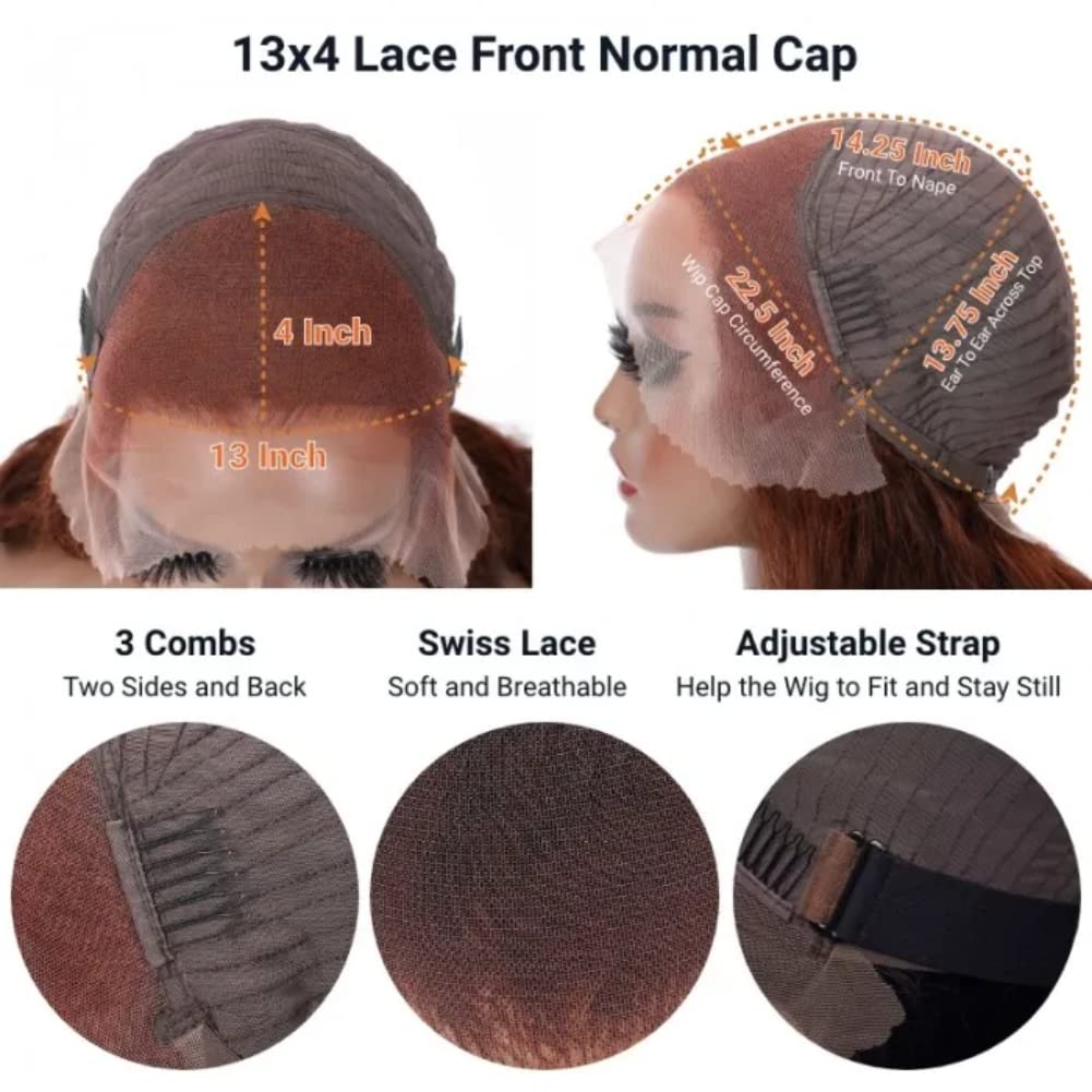 Reddish Brown Water Wave 13x4 Wigs Remy Human Hair Pre-Plucked 180% Density With Baby Hair 50% OFF